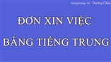 ĐƠN XIN VIỆC BẰNG TIẾNG TRUNG